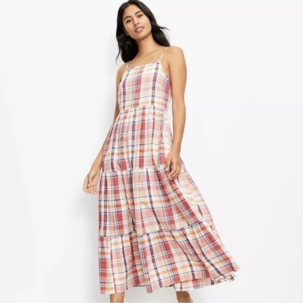 Lou & Grey Multicolor Plaid Midi Dress